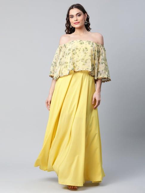 ahalyaa yellow floral print maxi dress