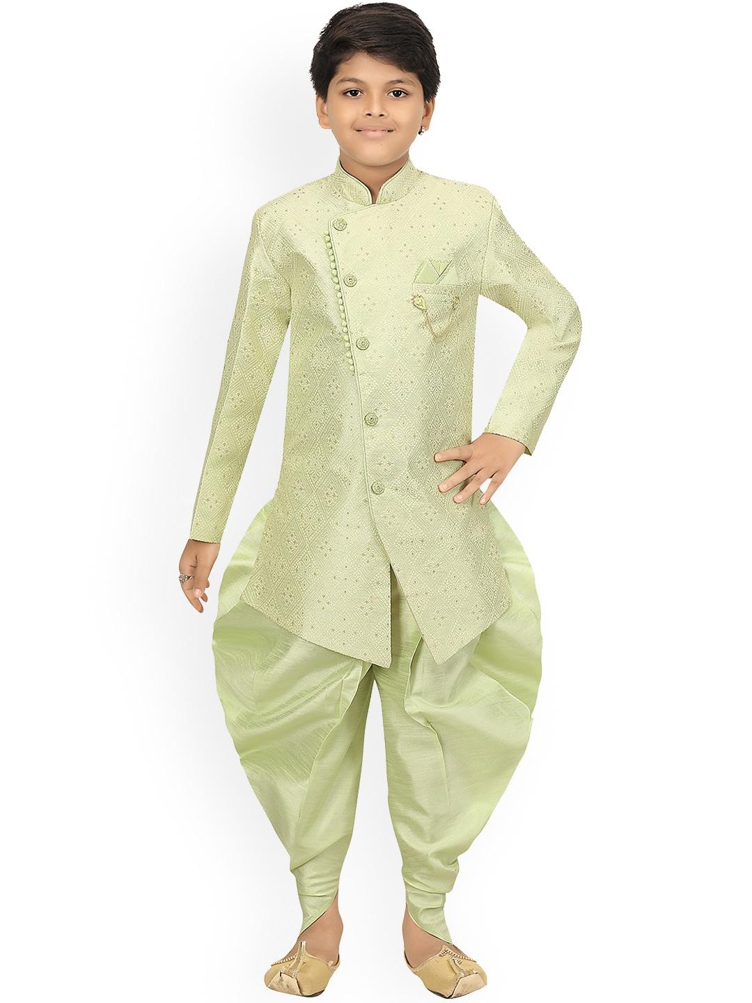 ahhaaaa boys green silk blend sherwani