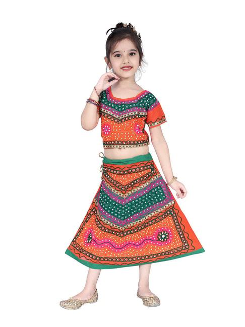 ahhaaaa kids multicolor embroidered choli with lehenga