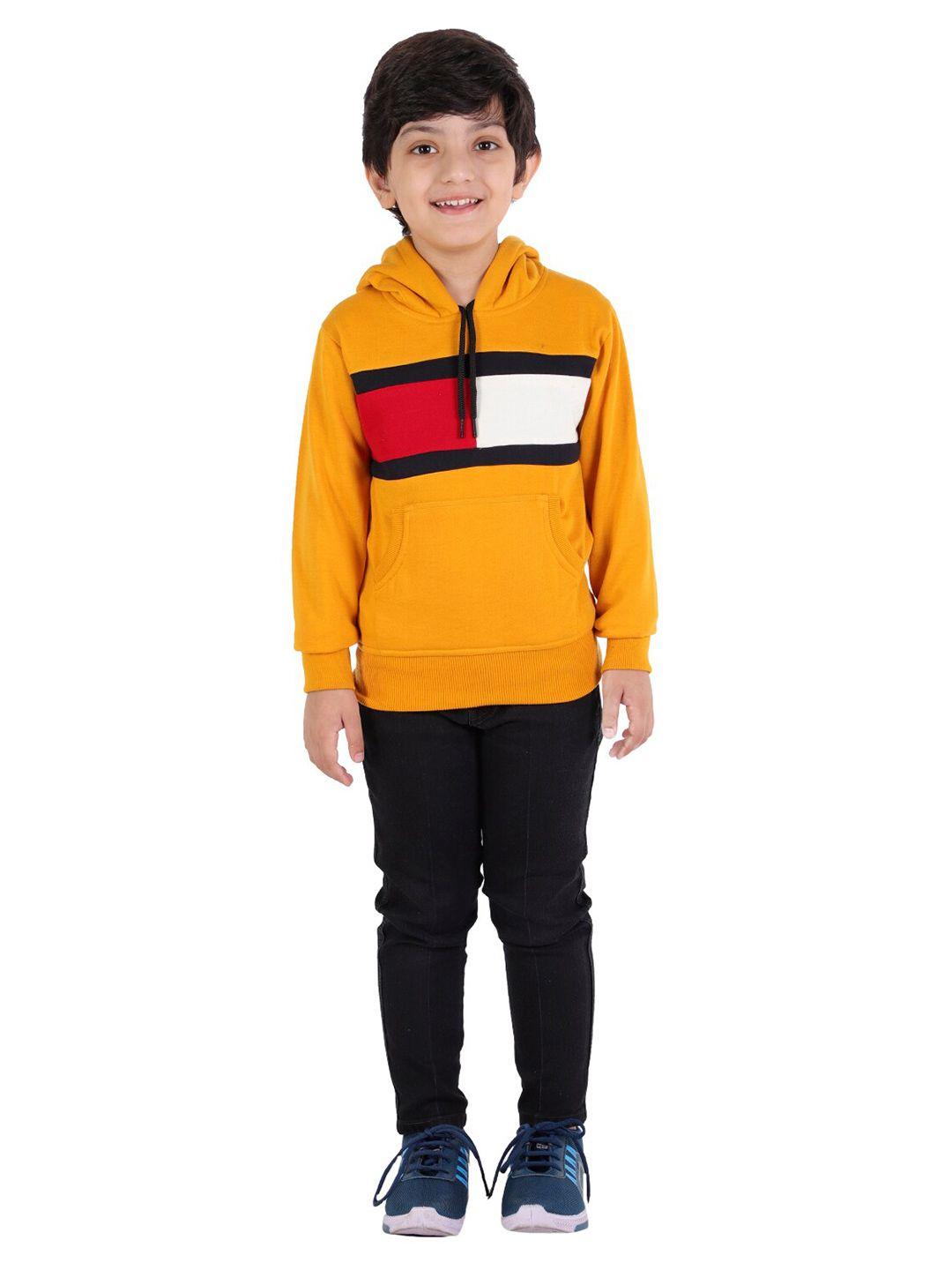 ahhaaaa boys colourblocked hooded cotton sweatshirt