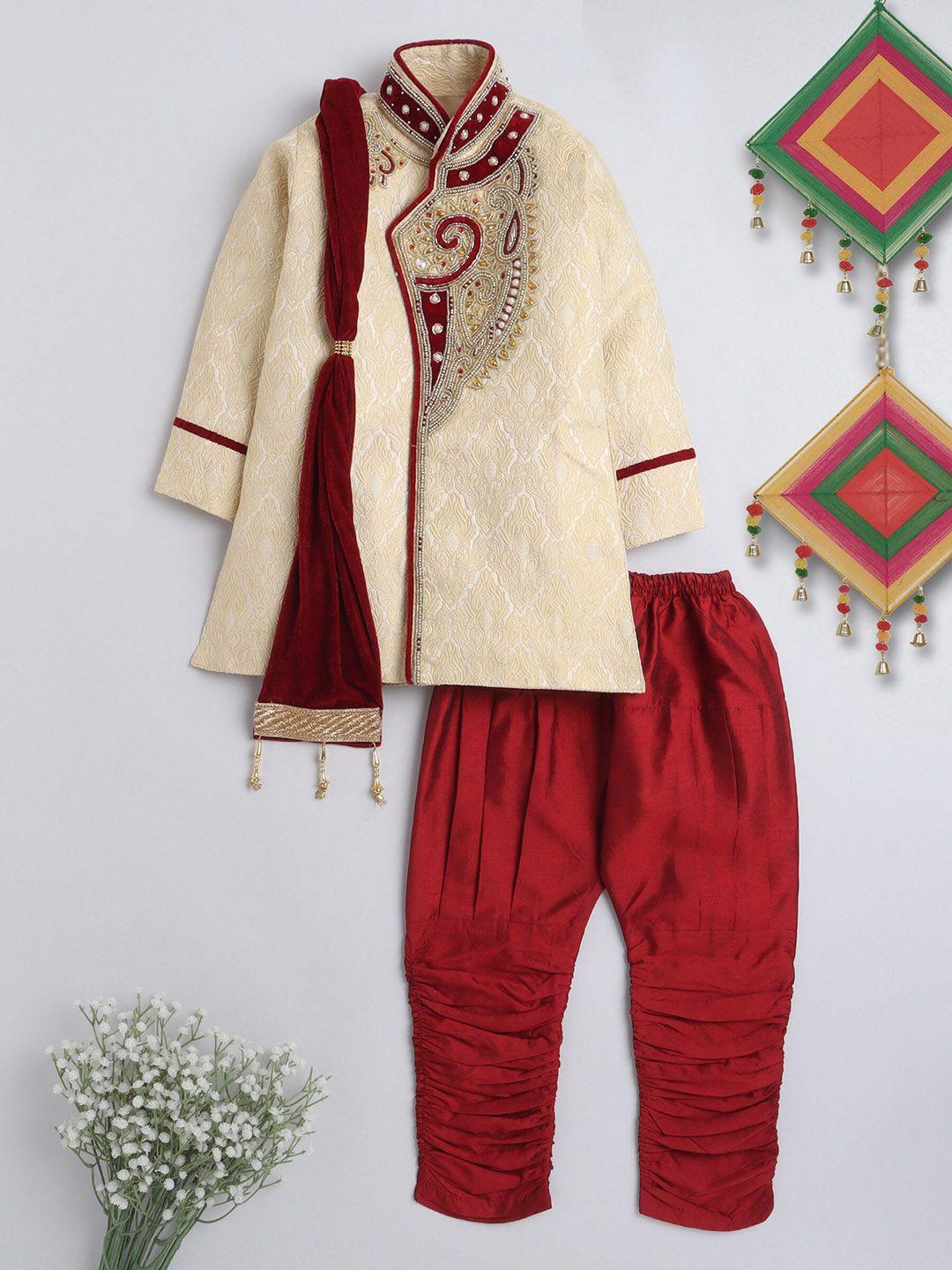ahhaaaa boys embellished silk sherwani set