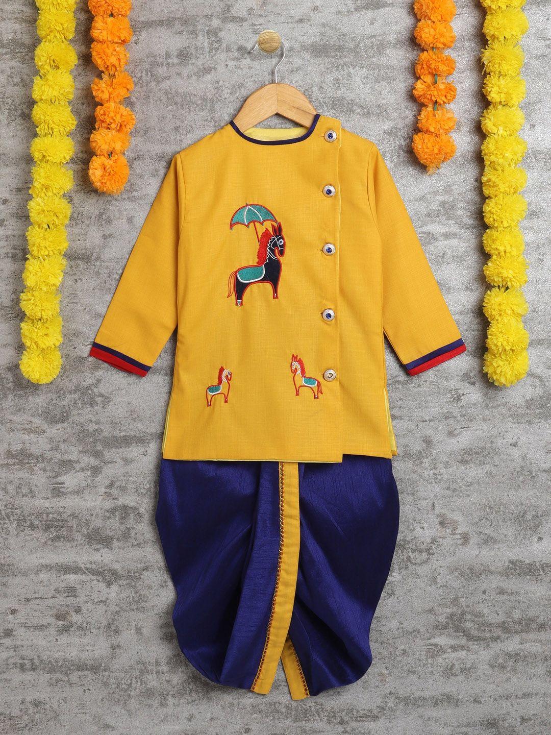 ahhaaaa boys embroidered angrakha kurta with dhoti pants