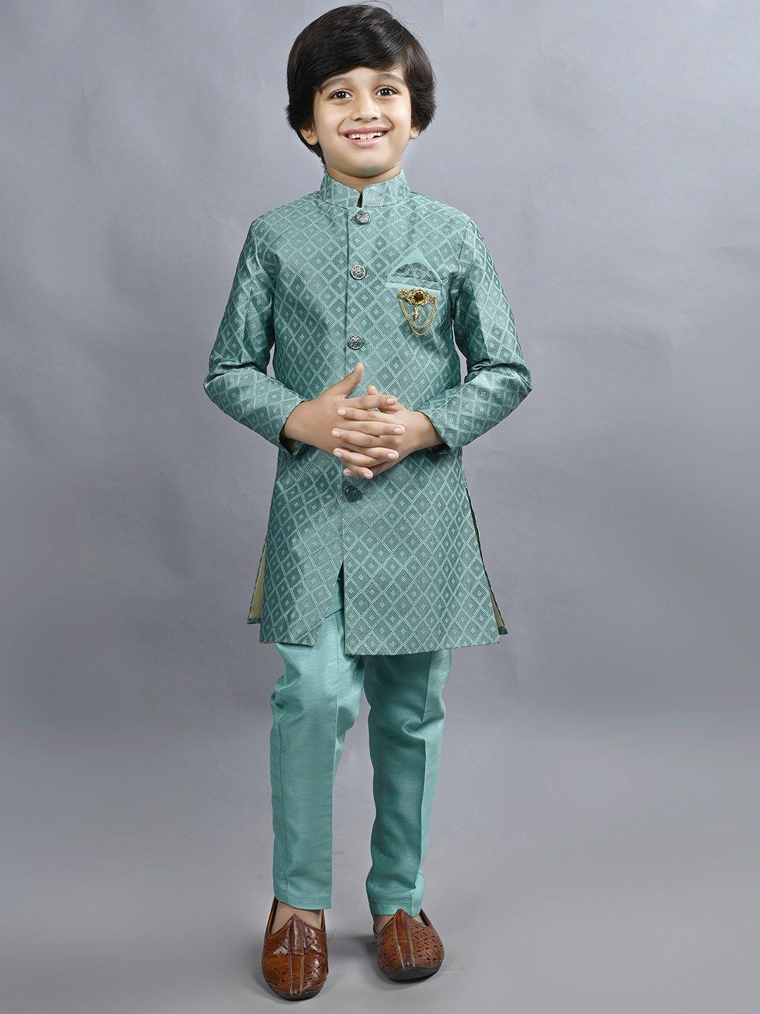 ahhaaaa boys embroidered mandarin collar sherwani set