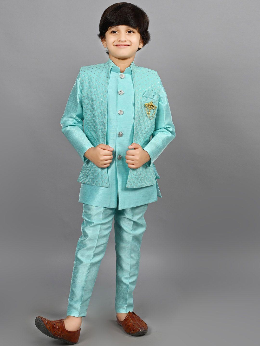 ahhaaaa boys mandarin collar kurta and trousers with nehru jacket