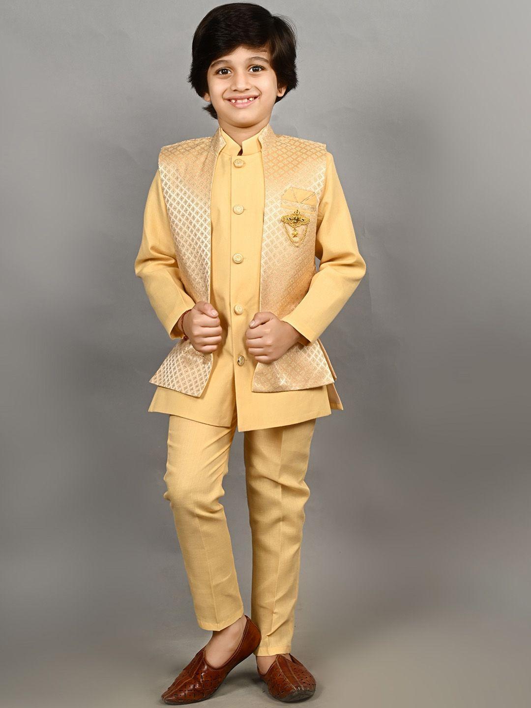 ahhaaaa boys self designed mandarin collar sherwani set