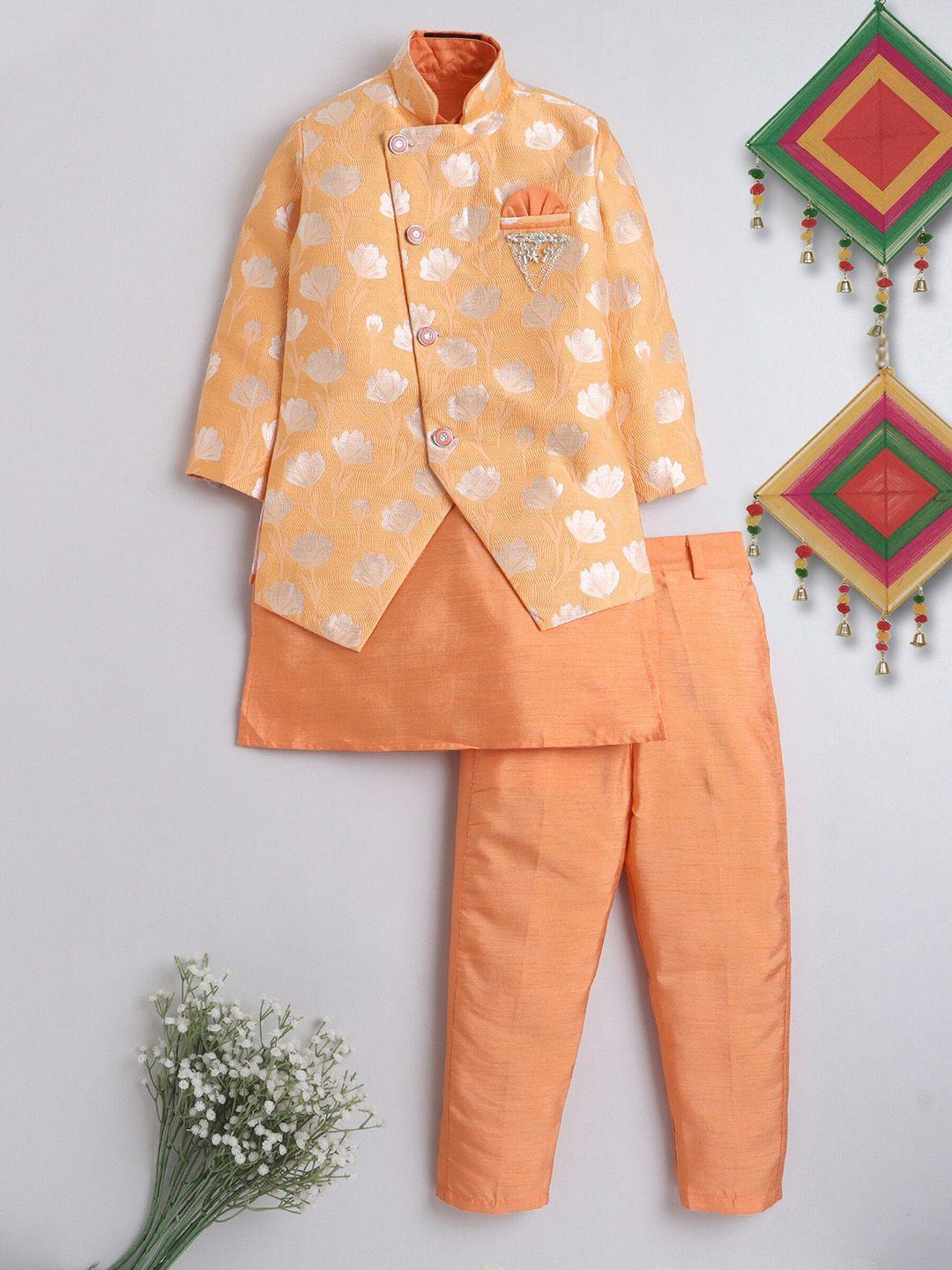 ahhaaaa boys woven-design sherwani set