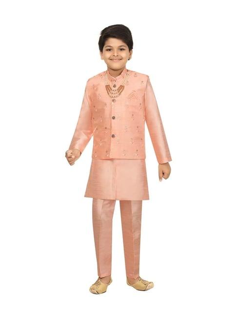 ahhaaaa kids baby pink embroidered kurta set