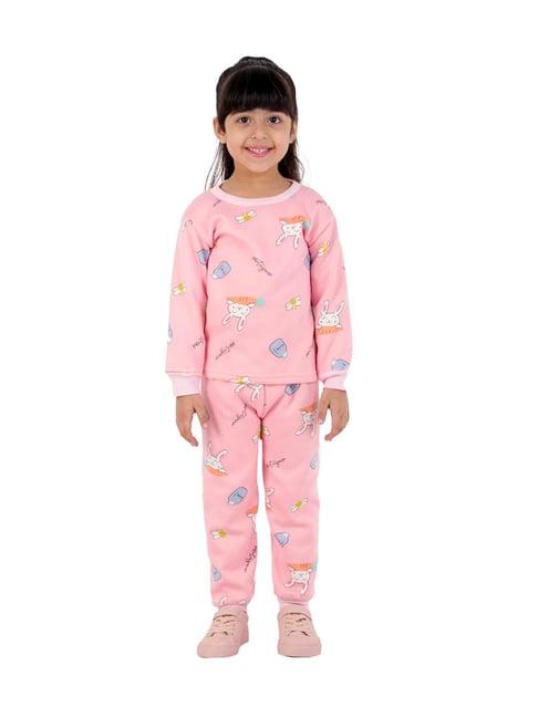 ahhaaaa kids pink printed sweatshirt with joggers