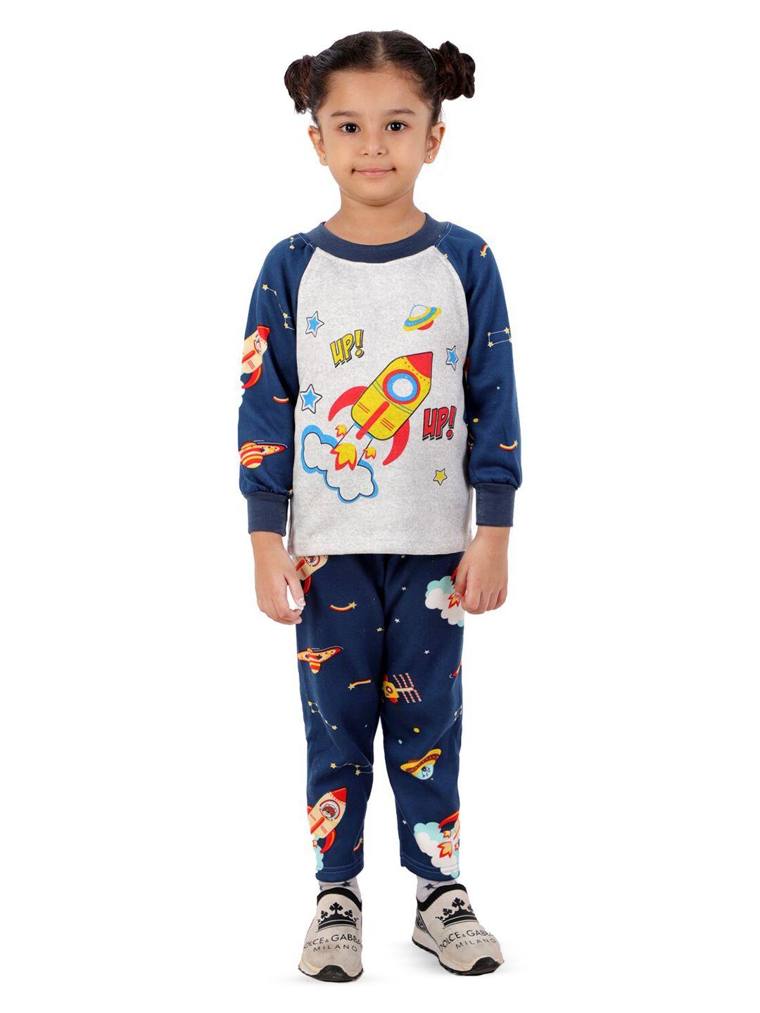 ahhaaaa kids printed t-shirt with pyjamas