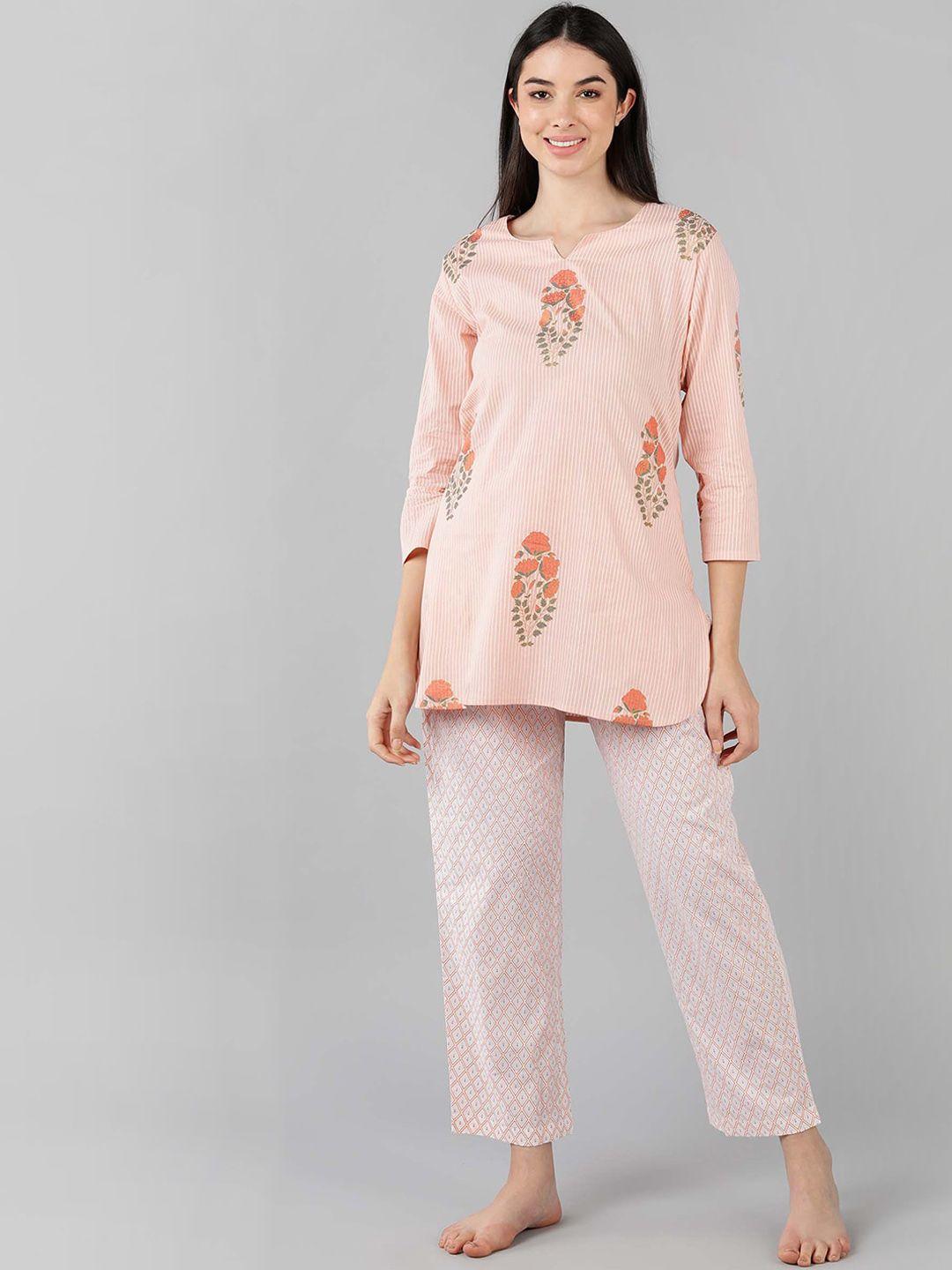 ahika-women-peach-coloured-printed-night-suit