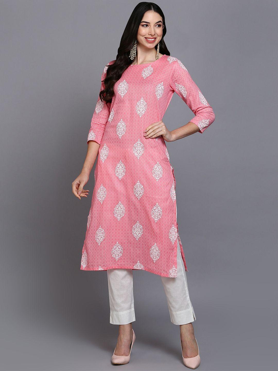 ahika ethnic motifs printed cotton kurta