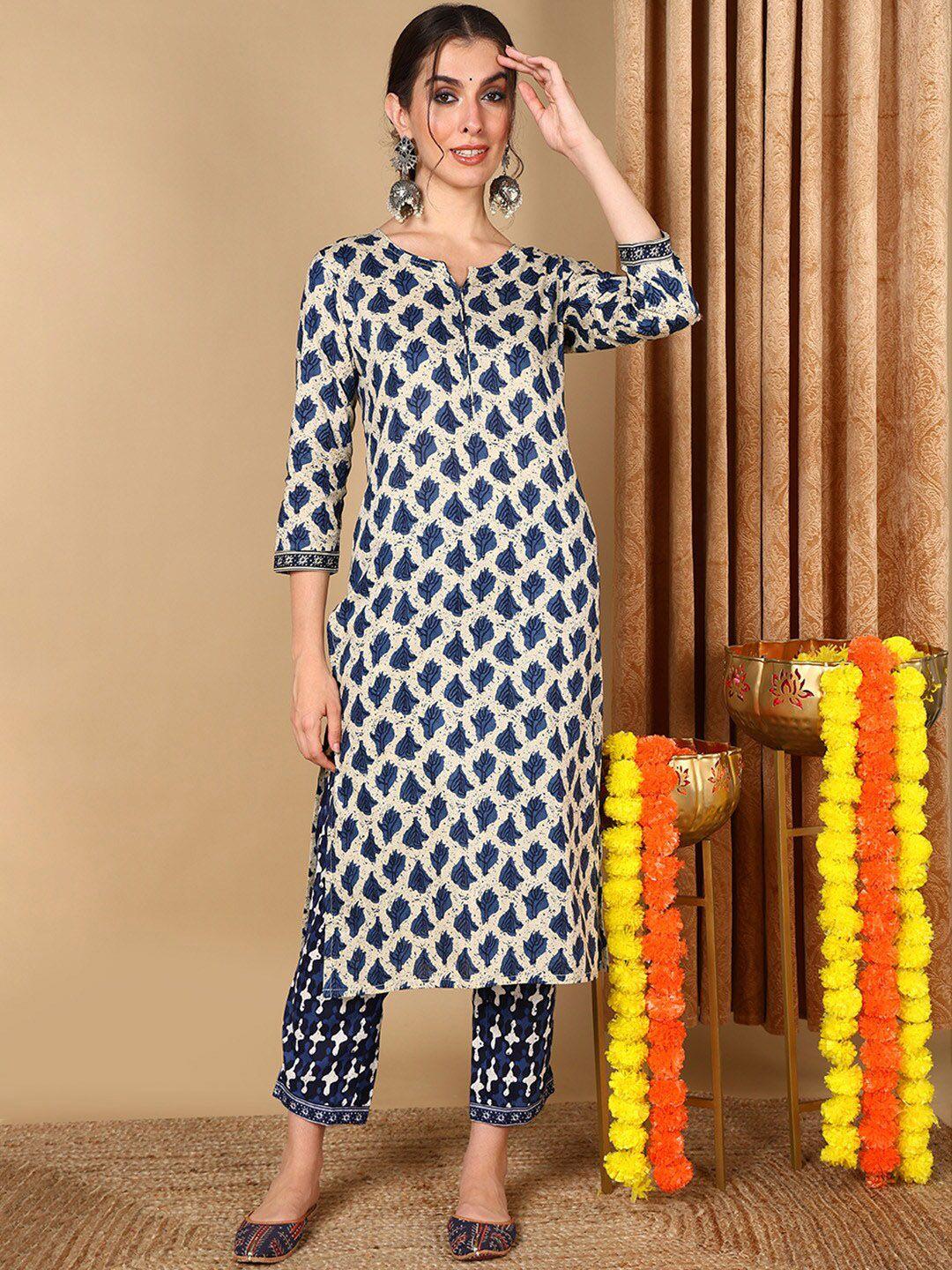 ahika ethnic motifs printed straight kurta with trouser