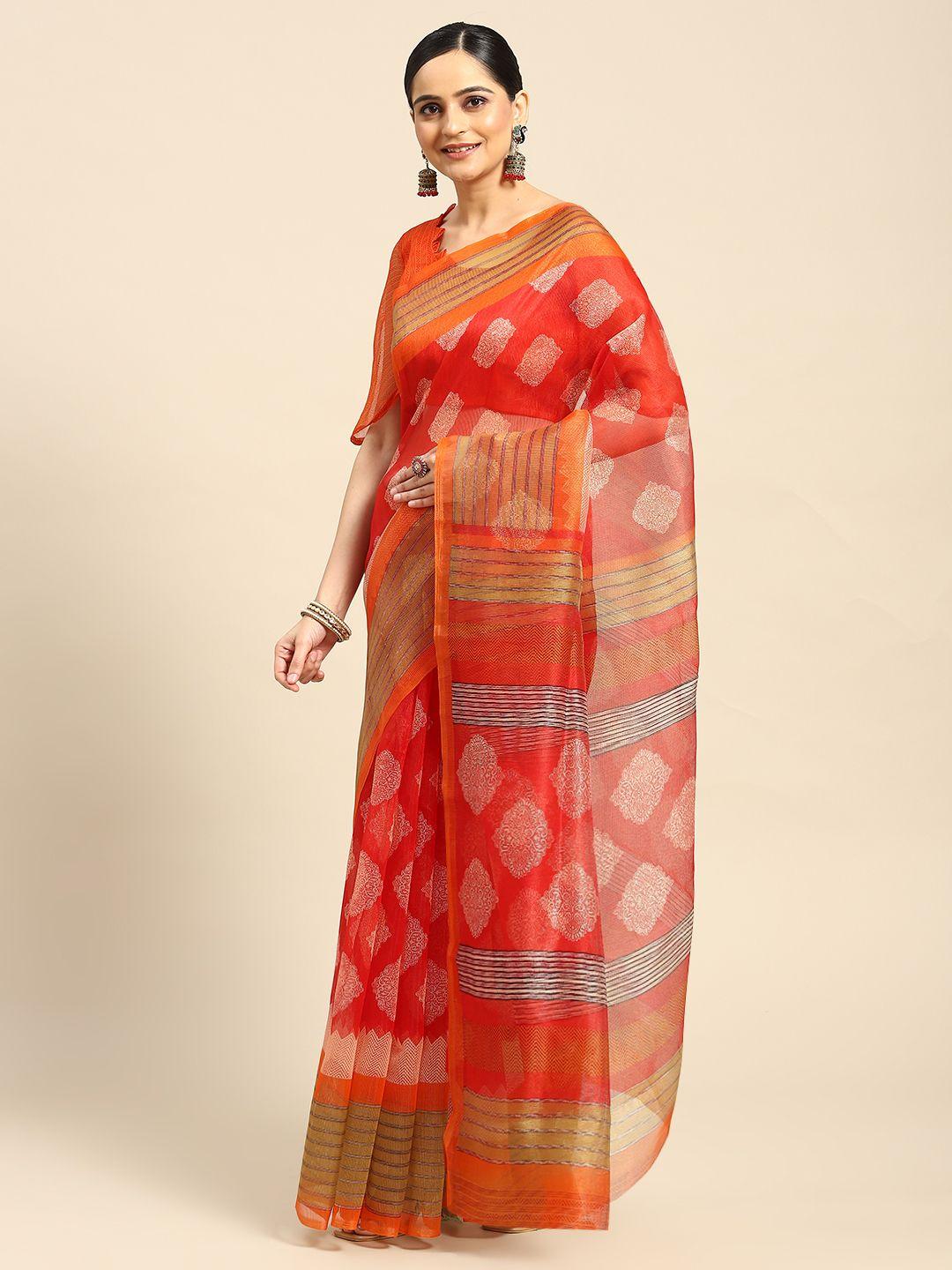 ahika ethnic motifs printed tussar saree
