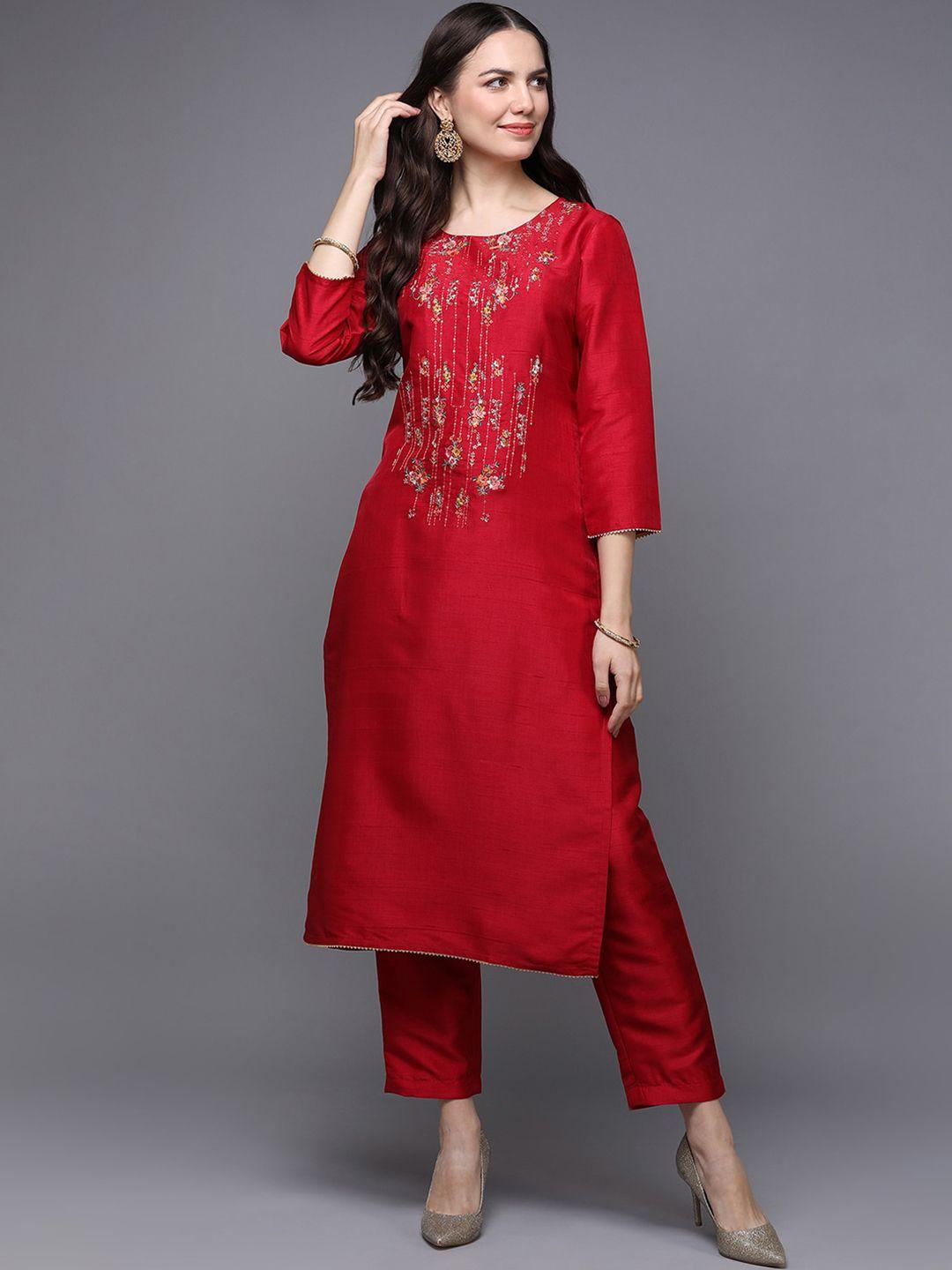 ahika floral embroidered sequins kurta