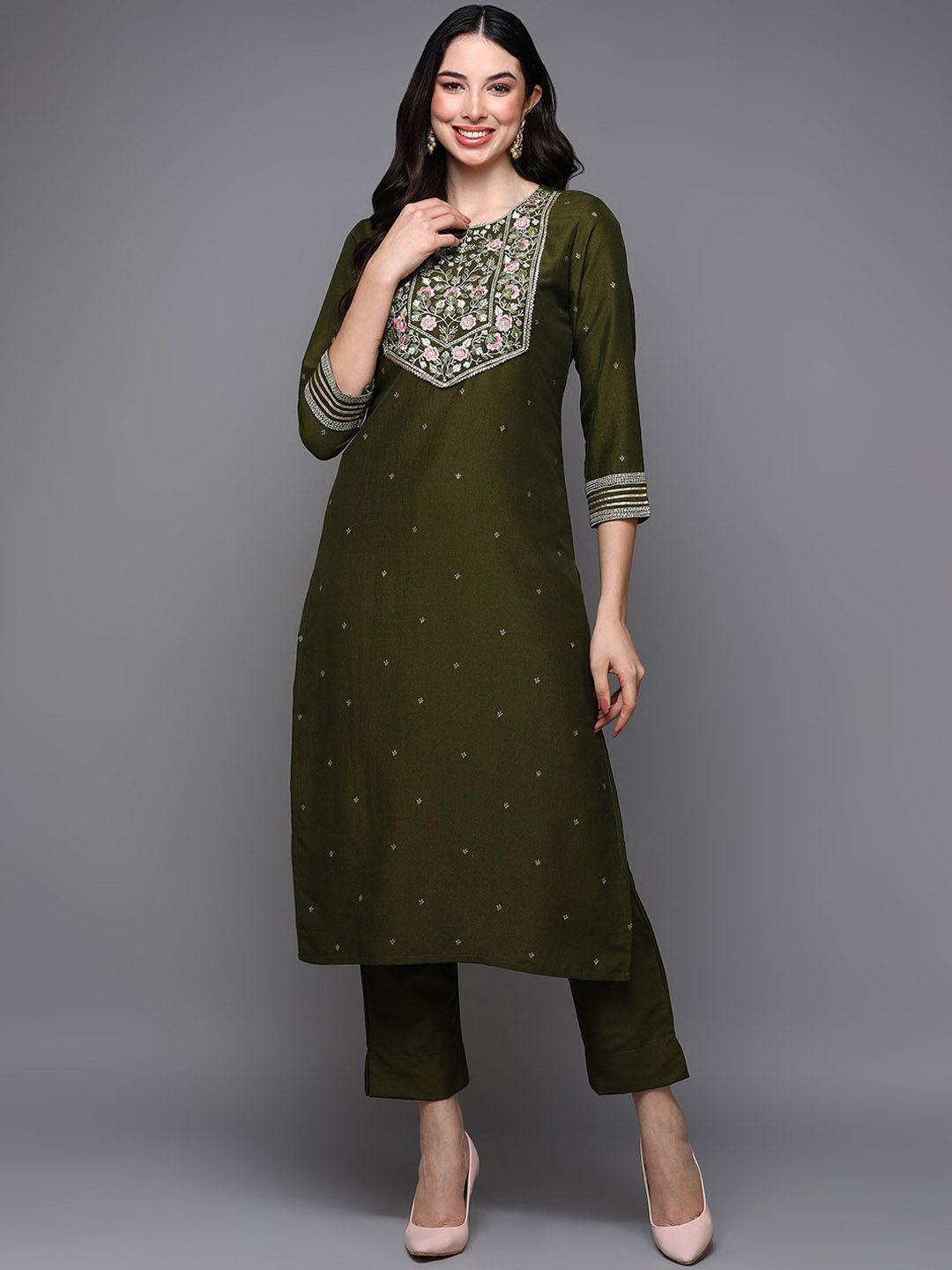 ahika floral embroidered thread work kurta