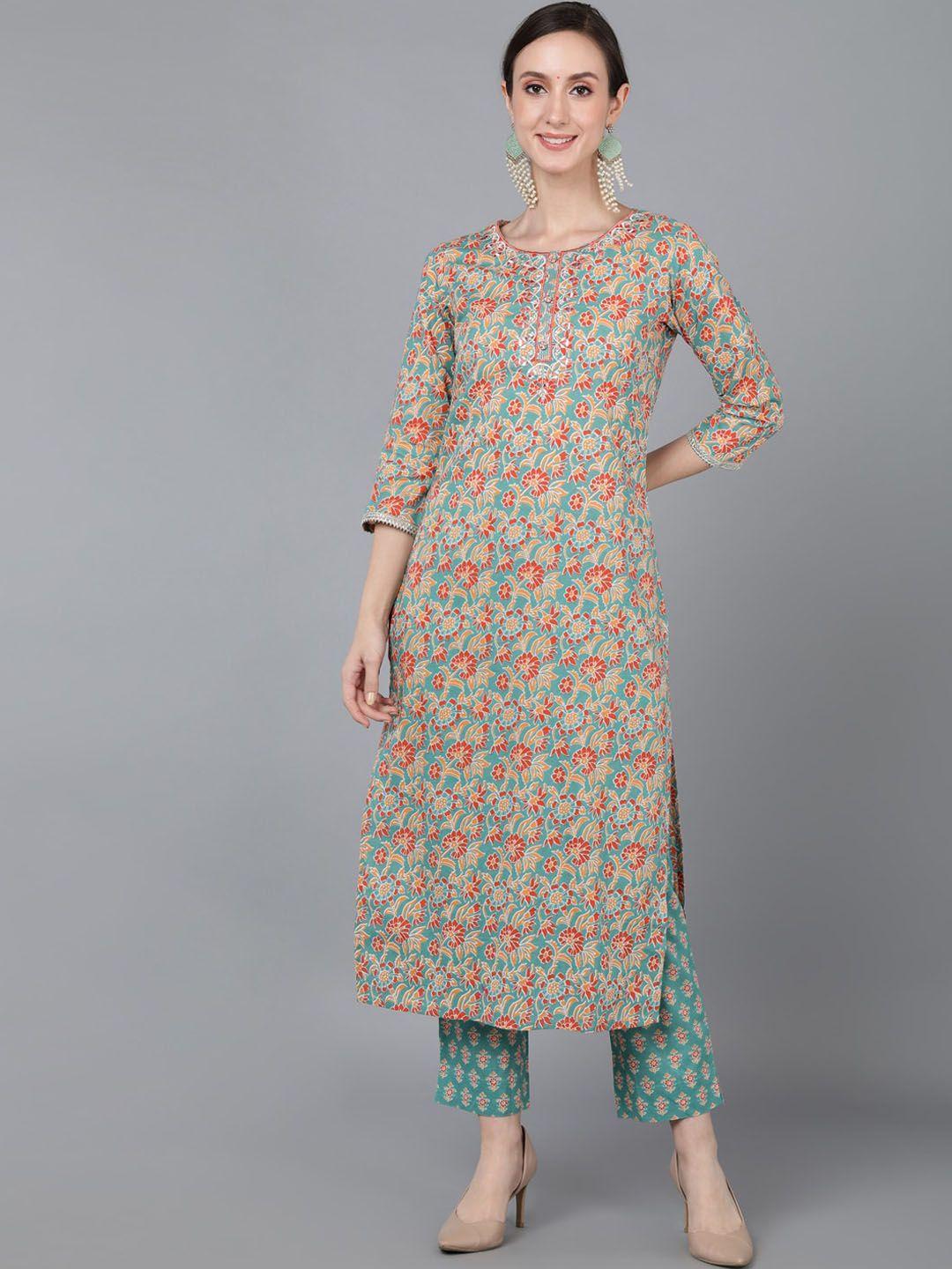 ahika floral printed cotton kurta