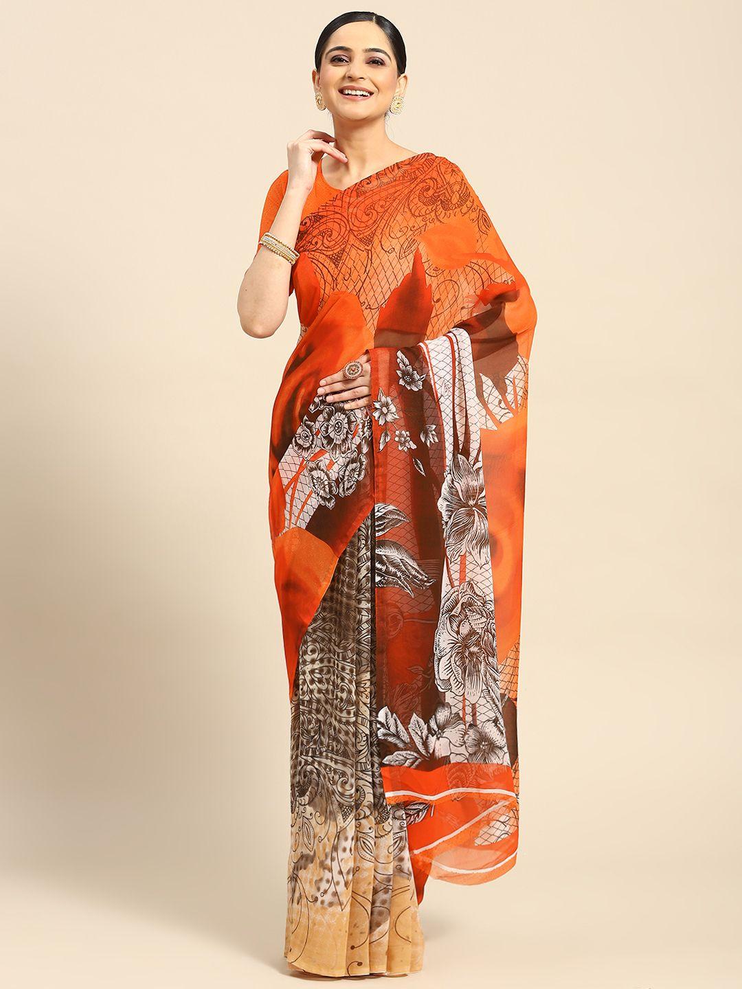 ahika floral printed saree