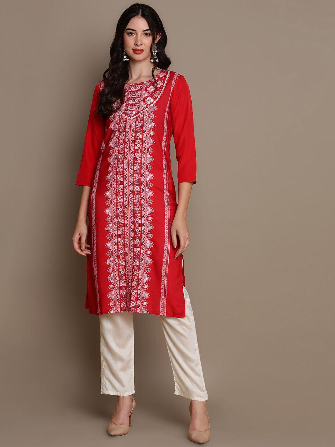 ahika geometric printed crepe kurta