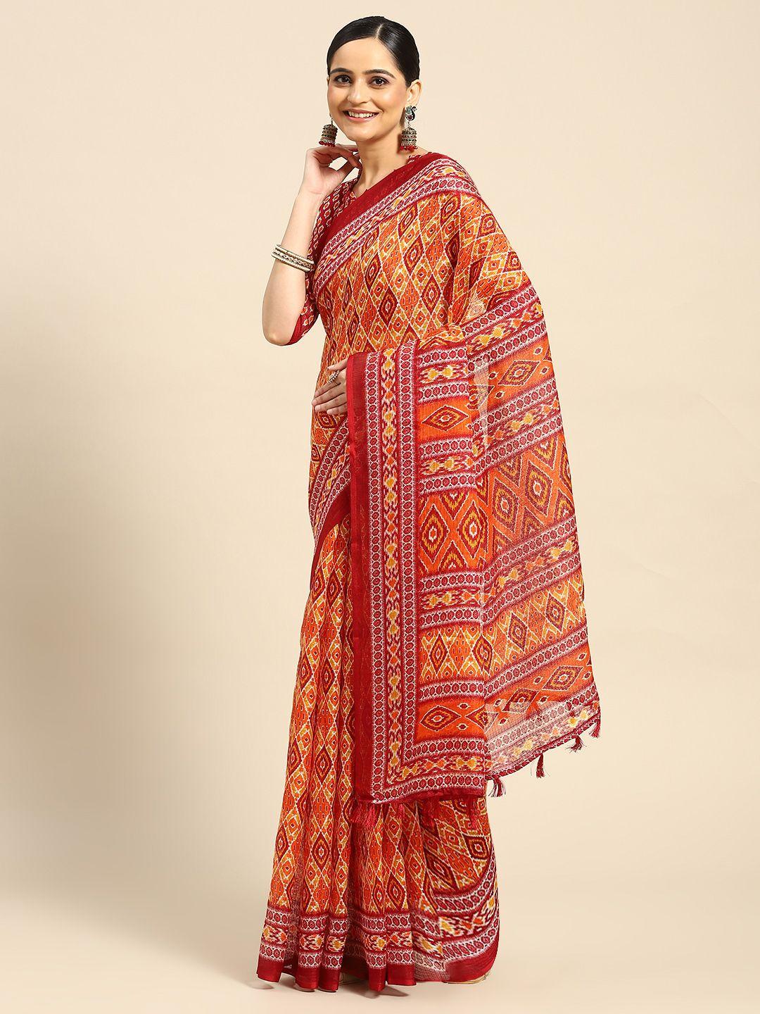 ahika geometric printed saree