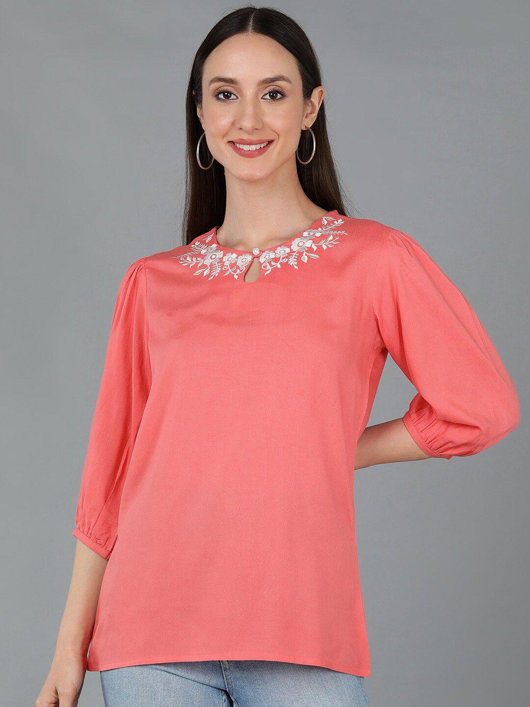 ahika keyhole neck puff sleeves regular top