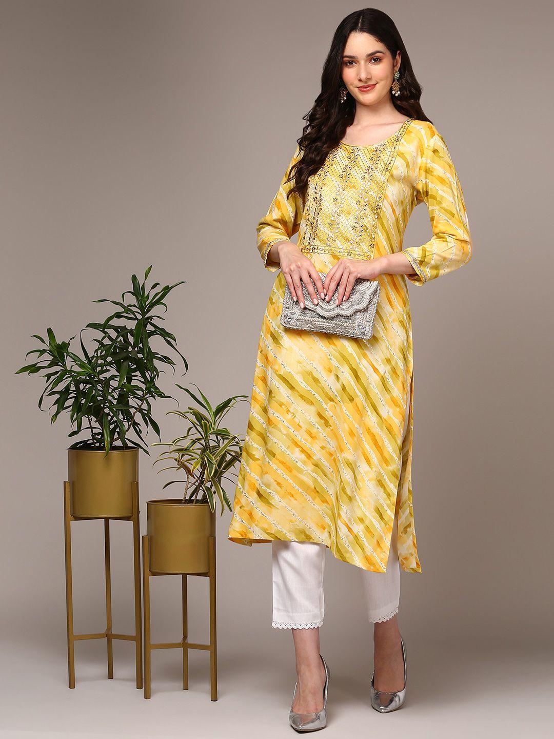 ahika leheriya printed thread work kurta