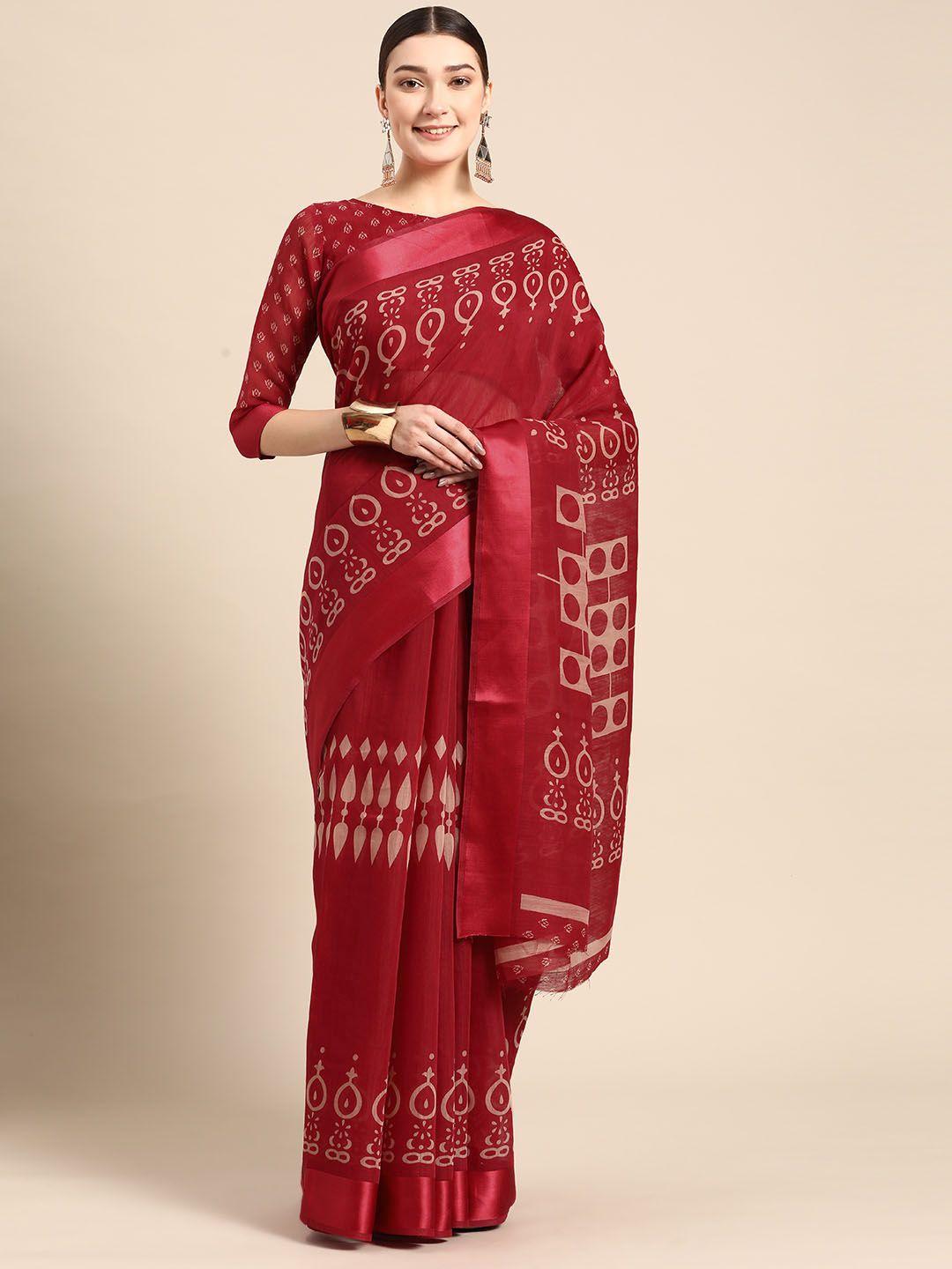 ahika maroon ethnic motifs art silk saree