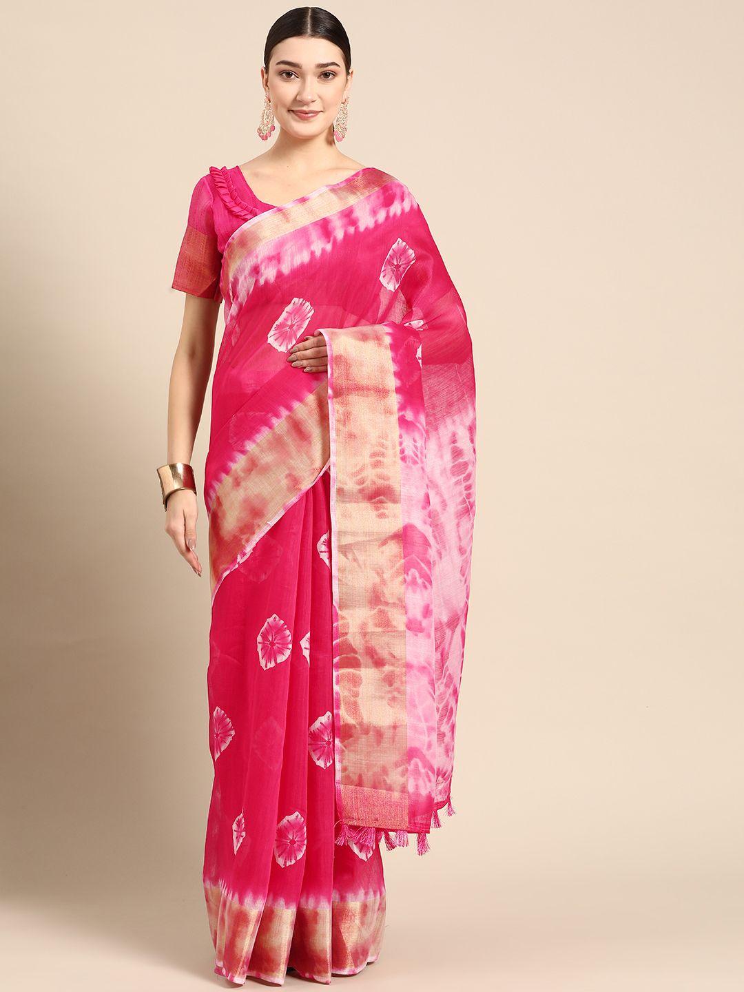 ahika pink batik dyed saree