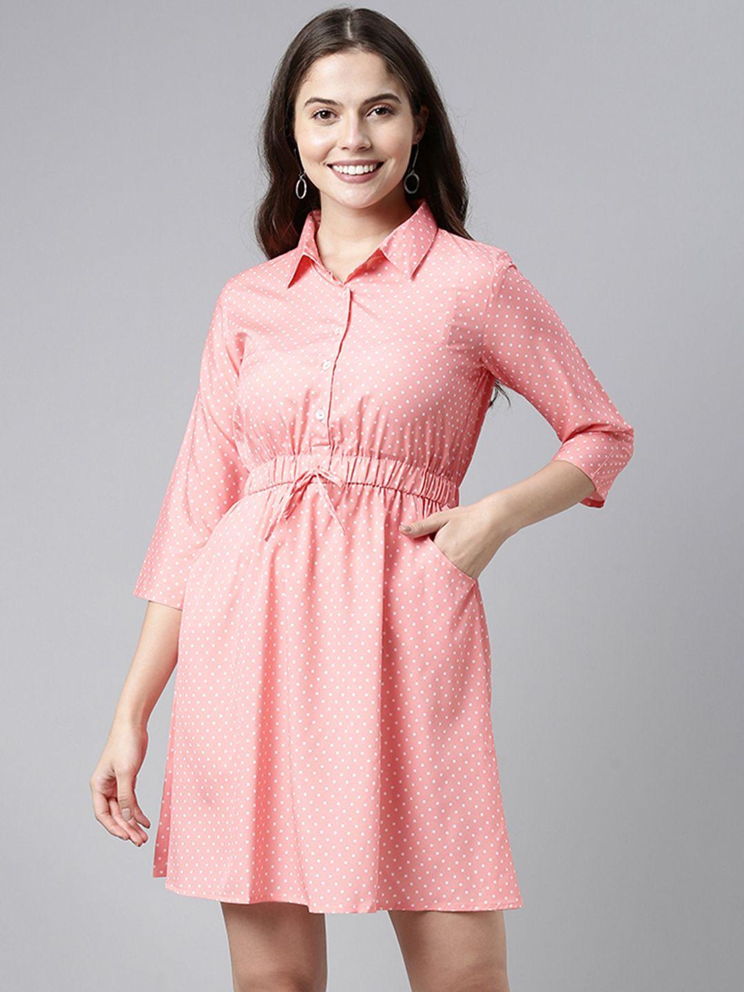 ahika pink crepe polka dot mini dress