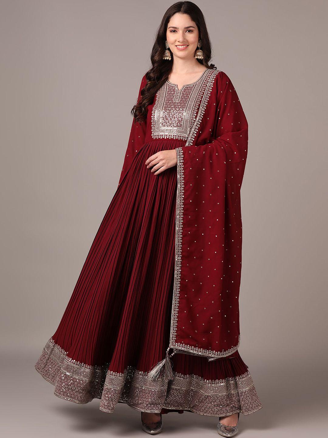 ahika sequin embroidered anarkali ethnic dress with dupatta