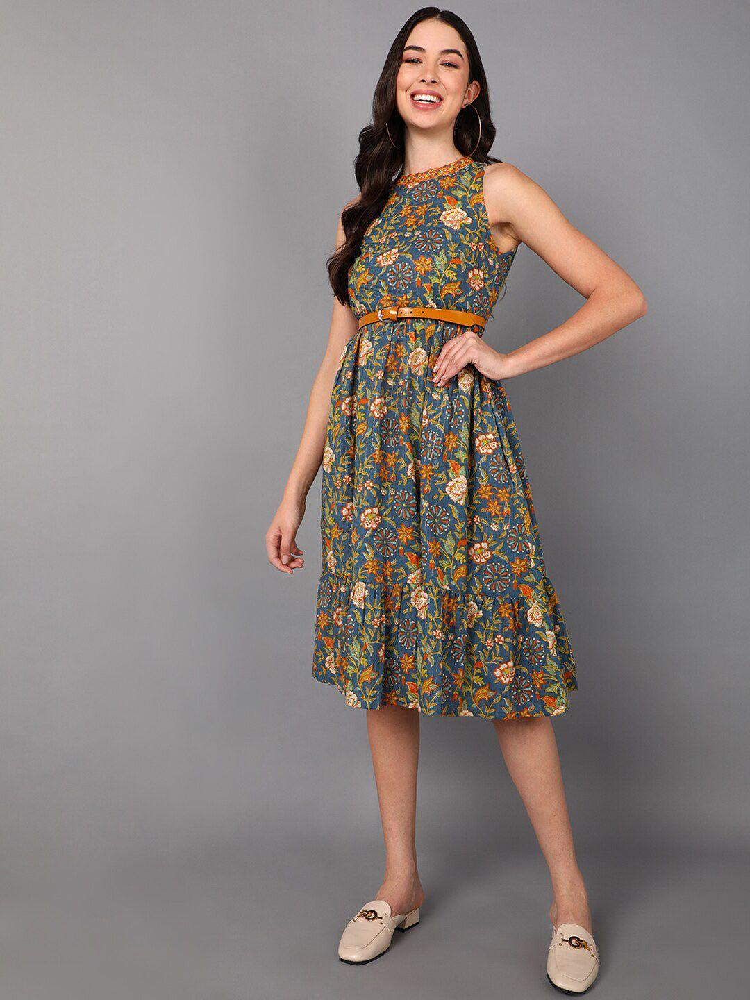 ahika teal floral dress