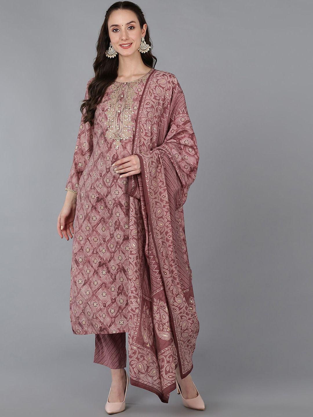 ahika women embroidered kurta with trousers & dupatta