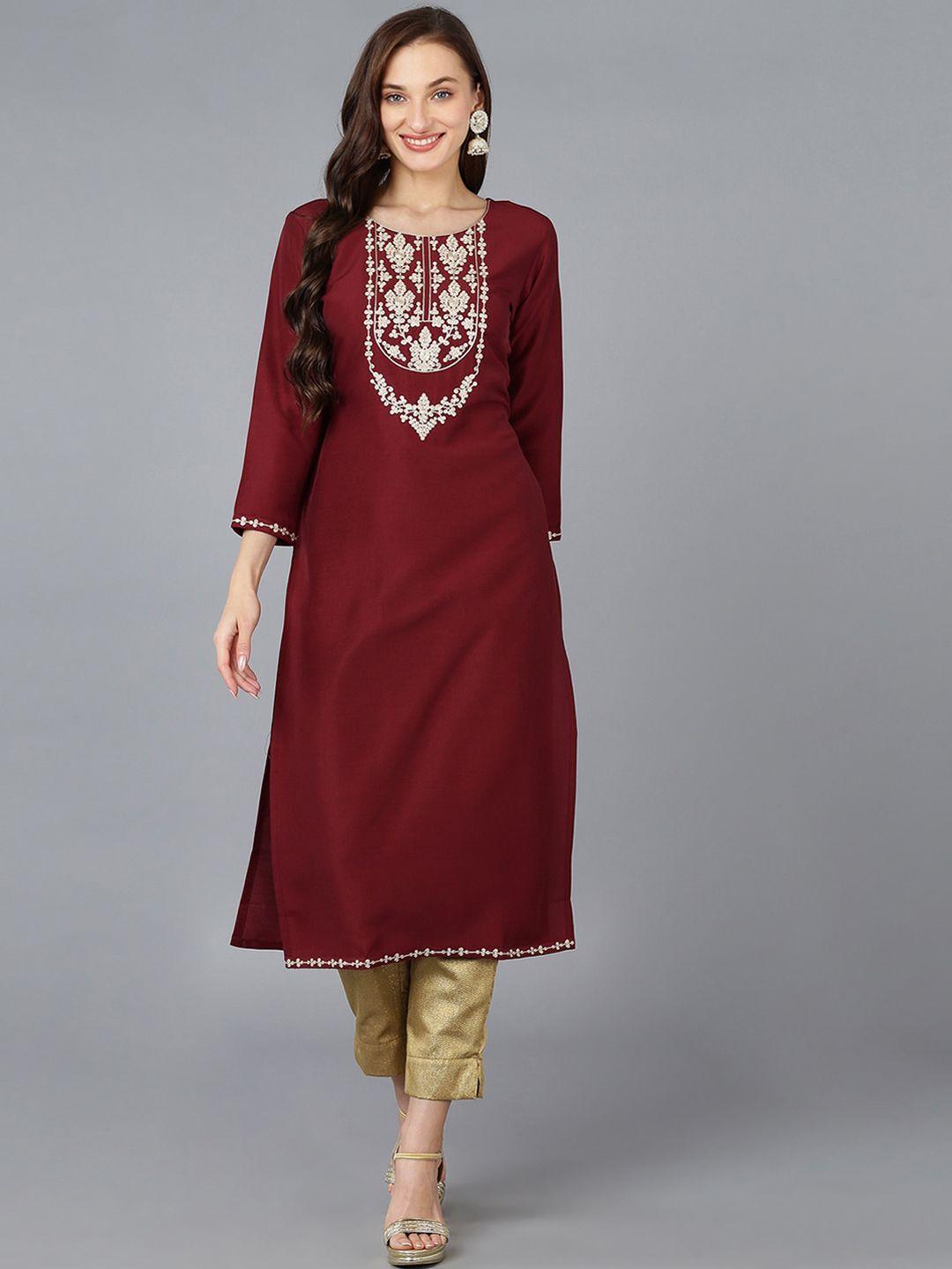 ahika women ethnic motifs yoke design kurta