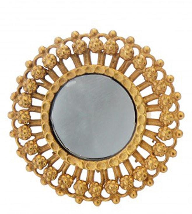 ahilya jewels gold plated circular rawa arsi mirror ring
