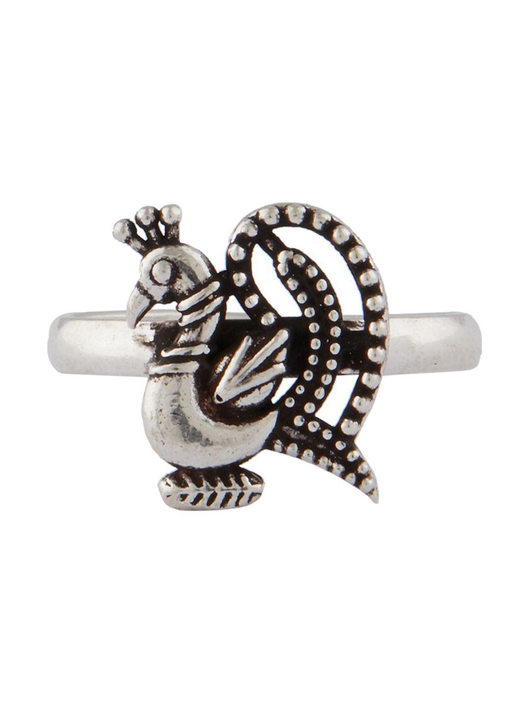ahilya 92.5 sterling silver-plated peacock shaped toe ring