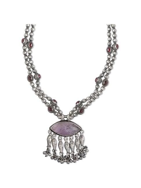 ahilya jewels 92.5 sterling silver amethyst garnet necklace for women