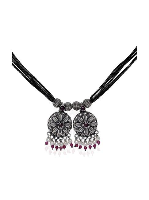 ahilya jewels 92.5 sterling silver floral mangalsutra for women