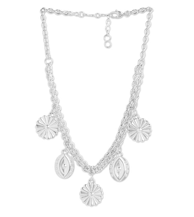 ahilya jewels 92.5 sterling silver rajatah dristi pushpah necklace for women and girls