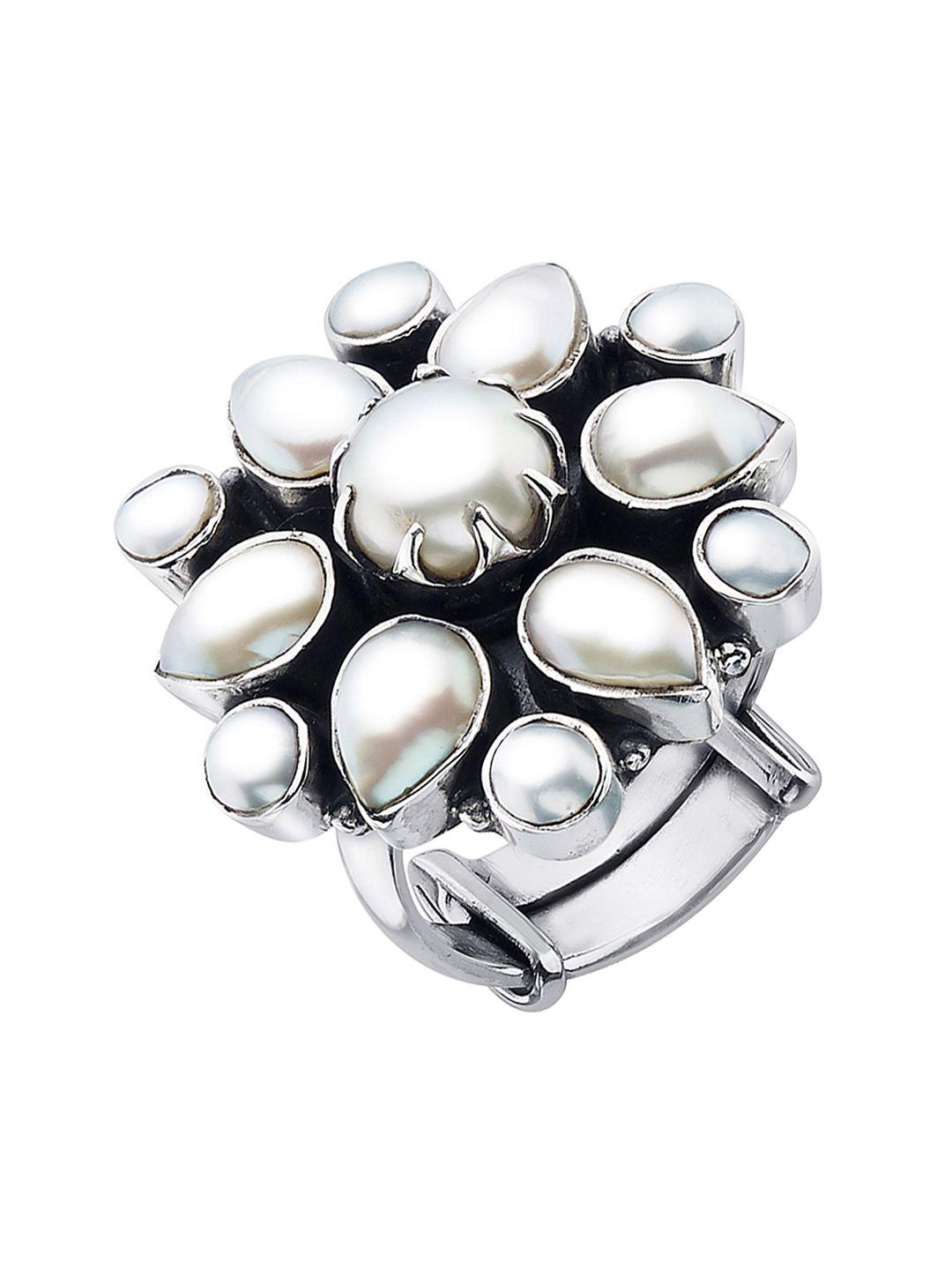 ahilya mother-of-pearl sterling silver cocktail ring