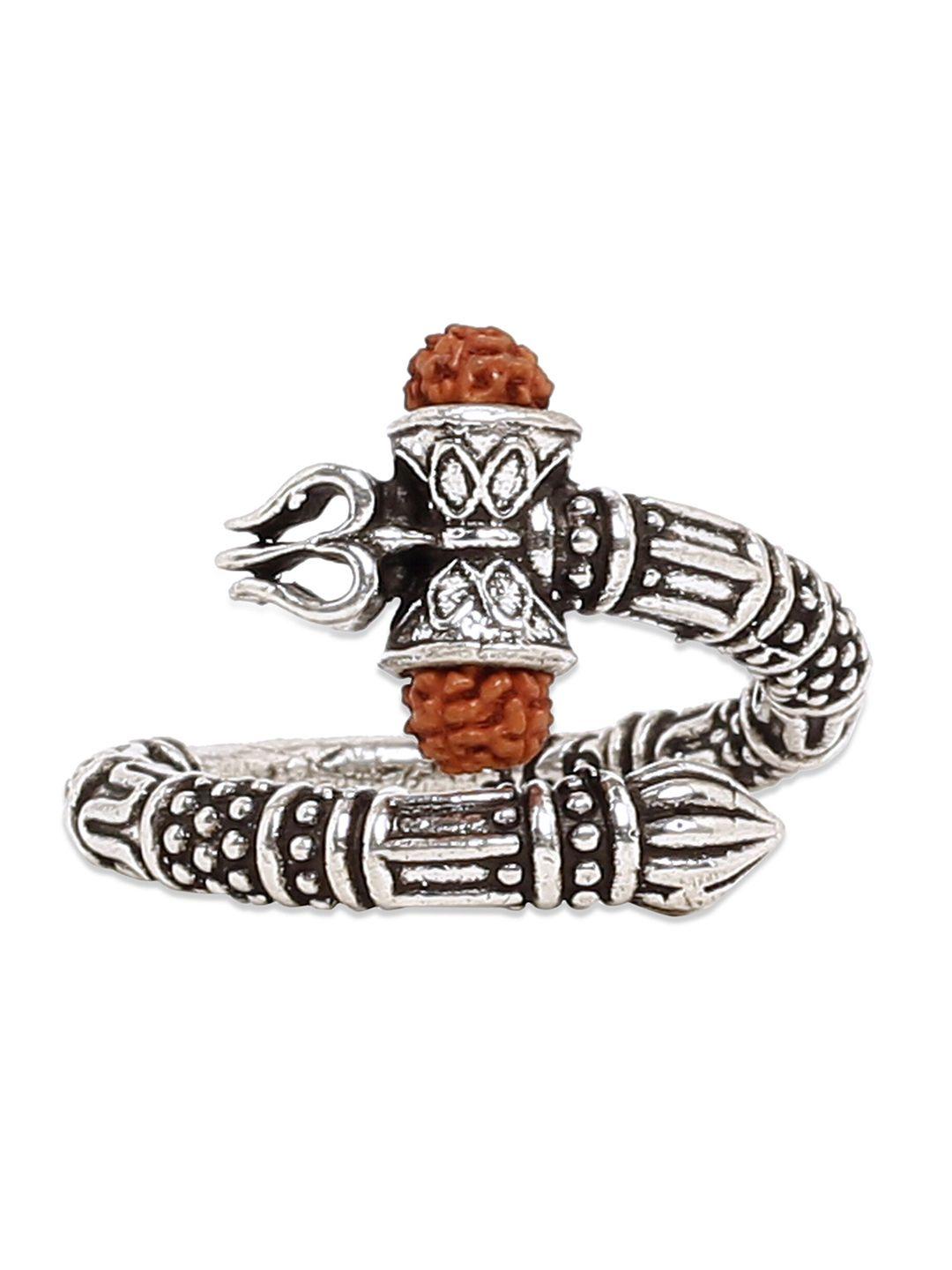 ahilya silver-plated 925 sterling silver rudraksha fingerring