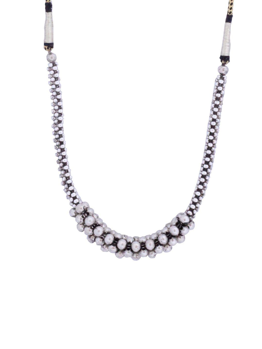 ahilya silver-toned & black sterling silver necklace