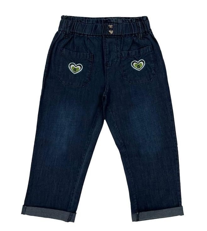 aigner kids blue fitted fit denim trousers