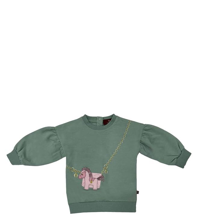 aigner kids green printed regular fit sweatshirt