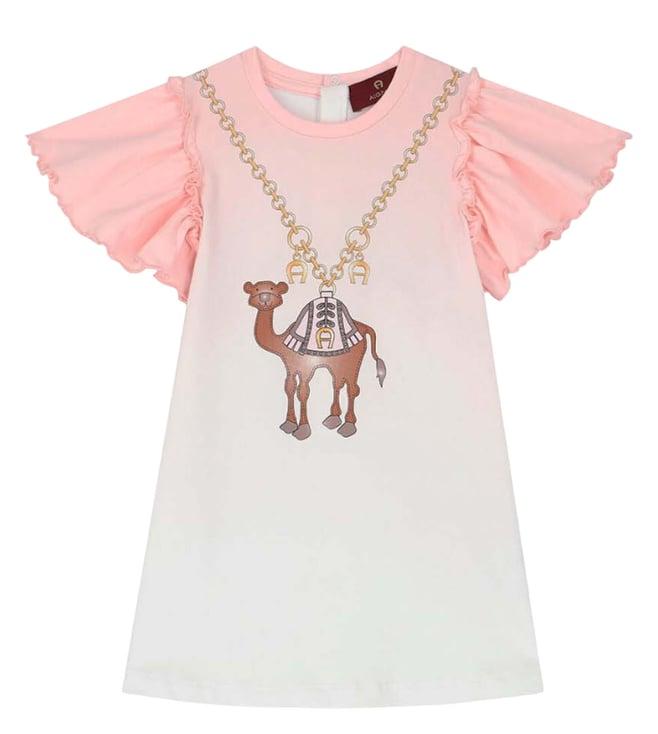 aigner kids multi camel print comfort fit dress