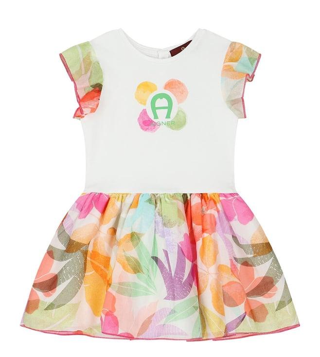 aigner kids multi floral print fitted fit dress