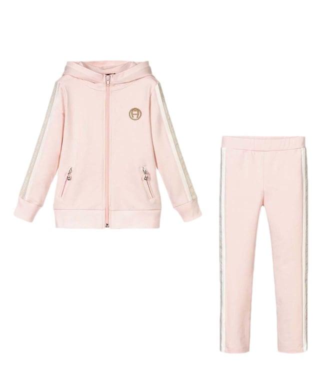 aigner kids pink embroidered comfort fit jacket & joggers