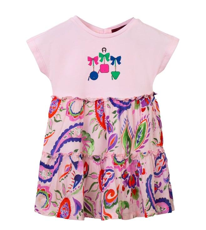 aigner kids pink printed fitted fit dress