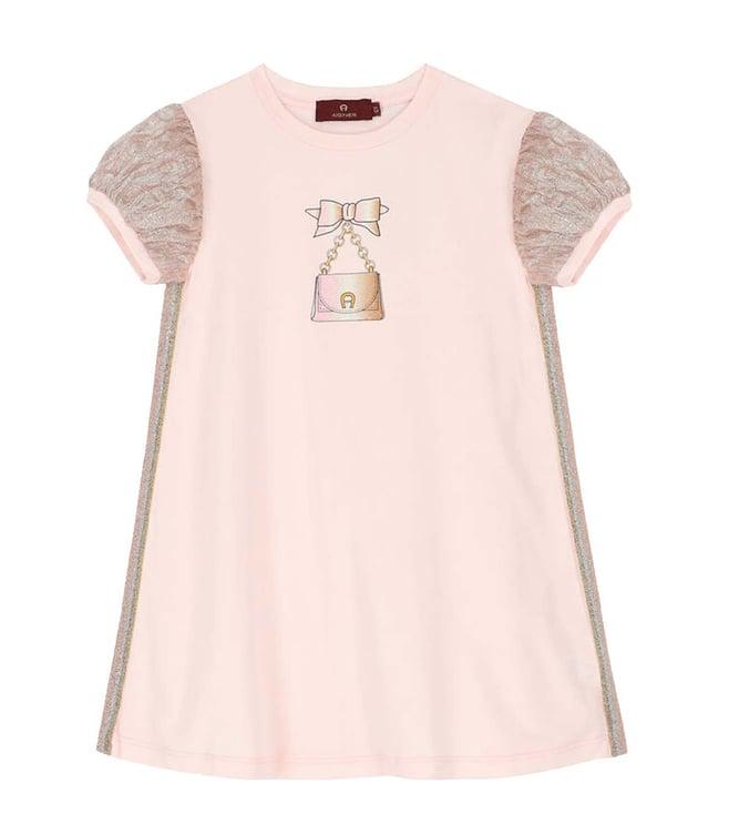 aigner kids pink printed straight fit dress