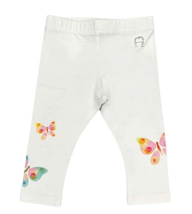 aigner kids white butterfly print fitted fit trousers