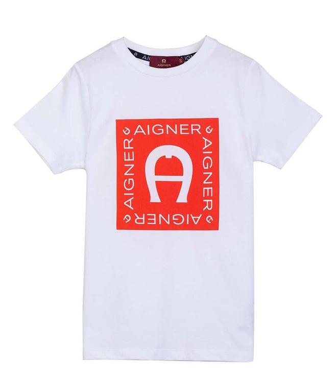 aigner kids white logo straight fit t-shirt