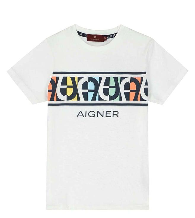 aigner kids white logo straight fit t-shirt